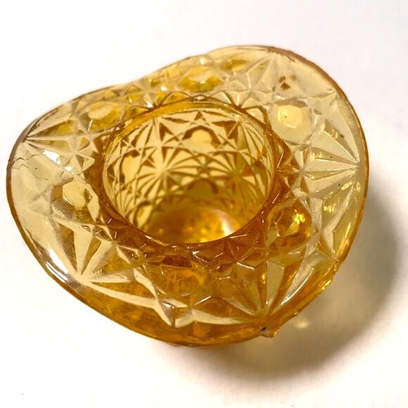 VINTAGE Amber Toothpick Holder or tiny bud vase - Picture 8 of 10